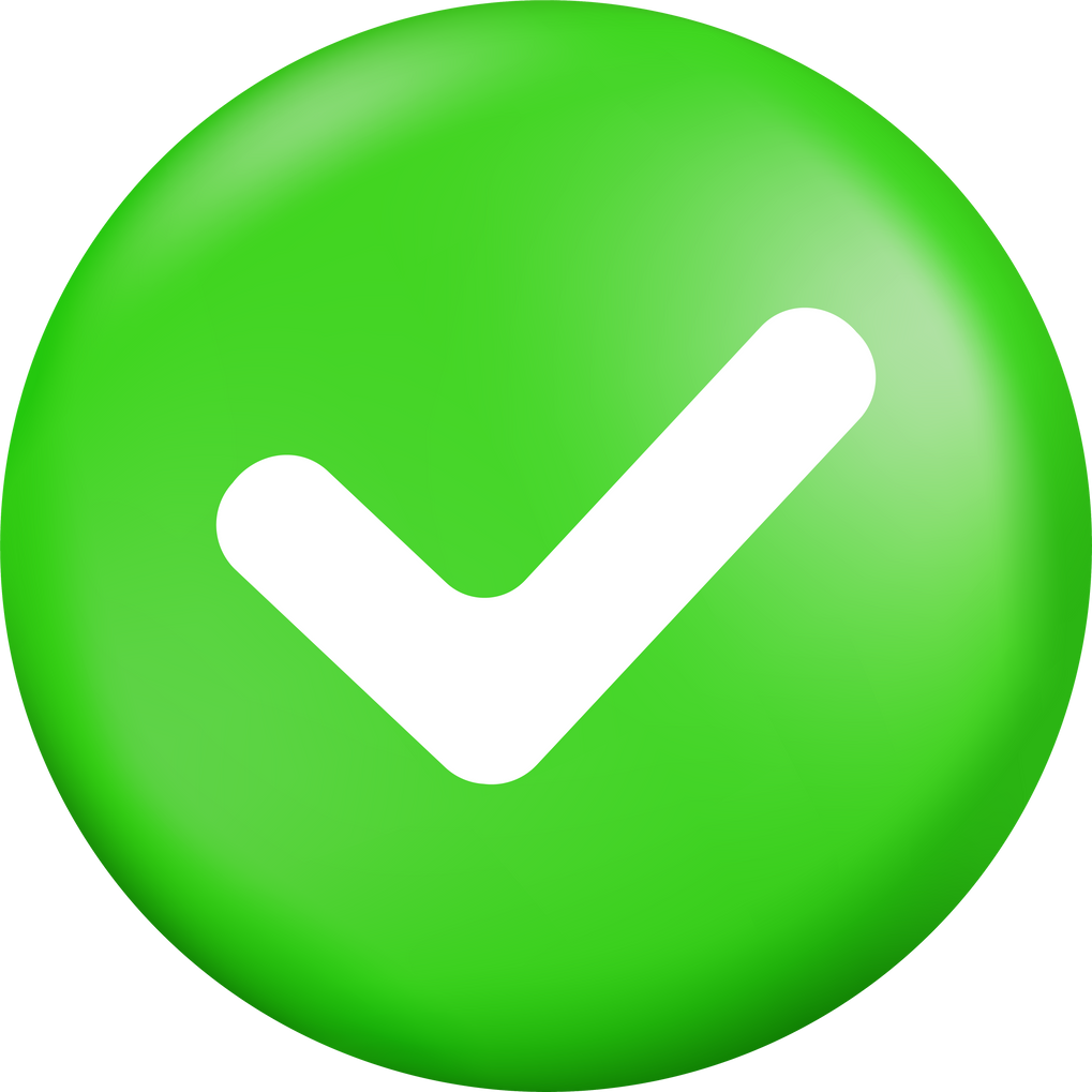 3D Right Button in Round Shape. icon symbol in green yes Checkmark Tick approved done.